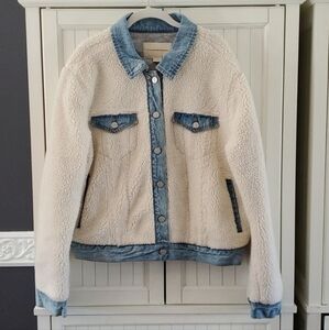 Anthropologie Sherpa Denim Jacket XL Pilcro and the Letterpress